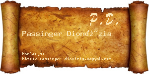 Passinger Dionízia névjegykártya